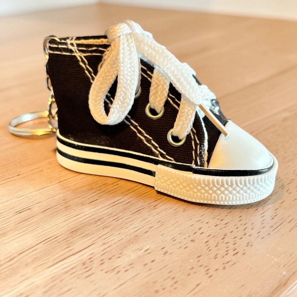 Black High‎ Top Sneaker Keychain - Miniature Shoe Charm